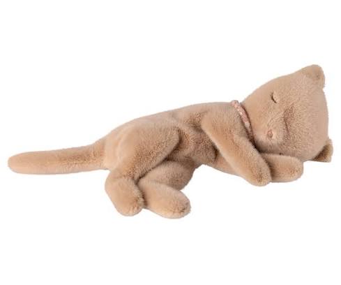 Maileg Small Sleeping Kitten Plush - Cream Peach