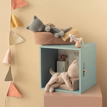 Maileg Small Sleeping Kitten Plush - Grey