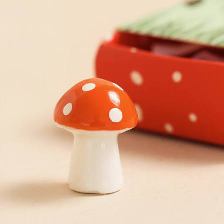 Tiny Matchbox Ceramic Token - Mushroom