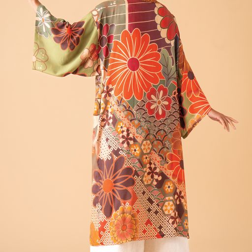 Powder 70's Kaleidescope Floral Kimono Gown