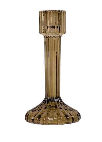 Tall Glass Dinner Candle Holder - Bronze Mist