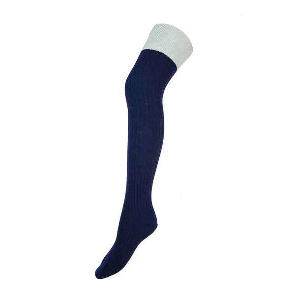 Dark Blue Over The Knee Wool Blend Socks