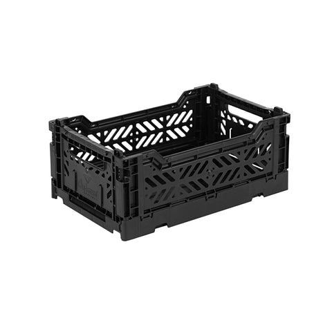 Mini Folding Stackable Storage Crate - Black