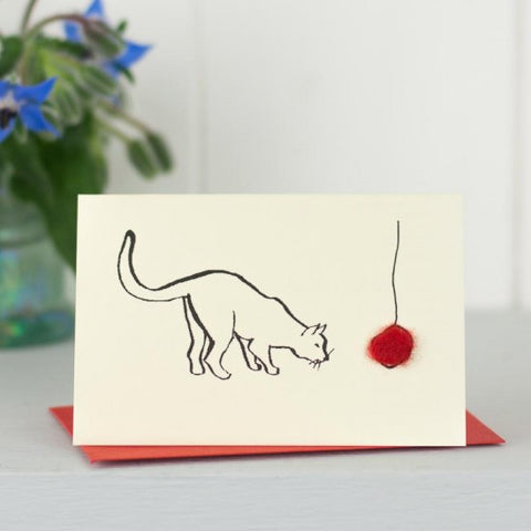 Mini Card - Cat & Red Ball