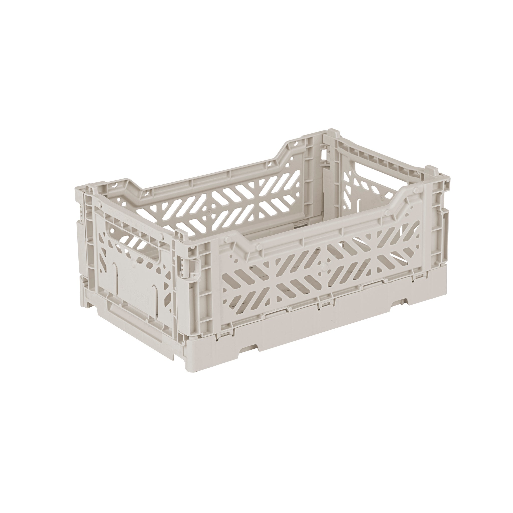 Mini Folding Stackable Storage Crate - Light Grey