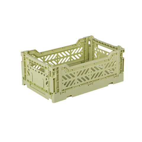 Mini Folding Stackable Storage Crate - Lime Cream