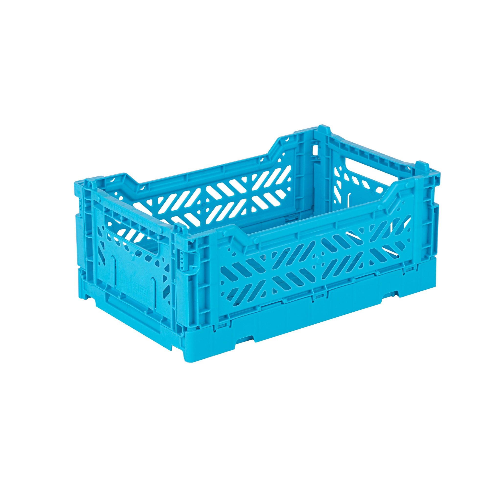 Mini Folding Stackable Storage Crate - Turquoise