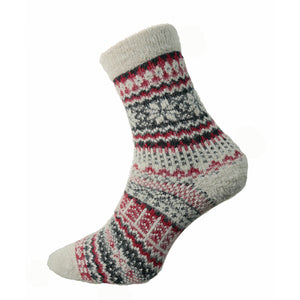 Joya Grey & Burgundy Patterned Socks 7-11