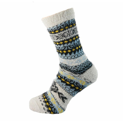 Joya Grey & Blue Scandi Patterned Socks 7-11