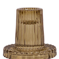 Demi Glass Dinner Candle Holder - Bronze Mist