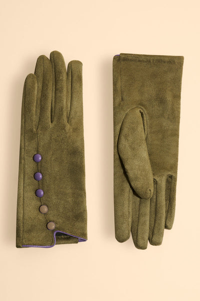 Powder Beatrice Faux Suede Gloves - Sage