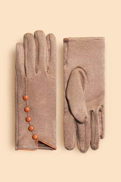 Powder Beatrice Faux Suede Gloves - Stone