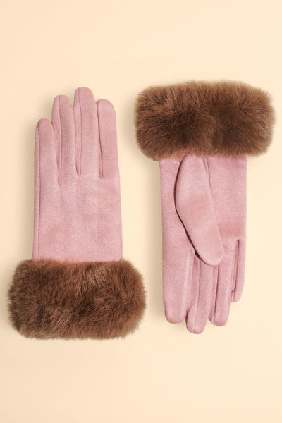 Powder Bettina Faux Suede Gloves - Petal & Teddy