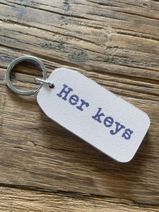 Wooden Key Tag - Her Keys
