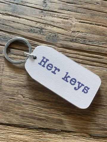 Wooden Key Tag - Her Keys