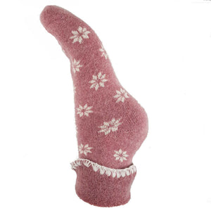 Joya Pink w/Cream Snowflake Cuff Socks 4-7