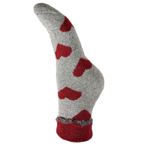 Joya Grey & Red Heart Cuff Socks 4-7