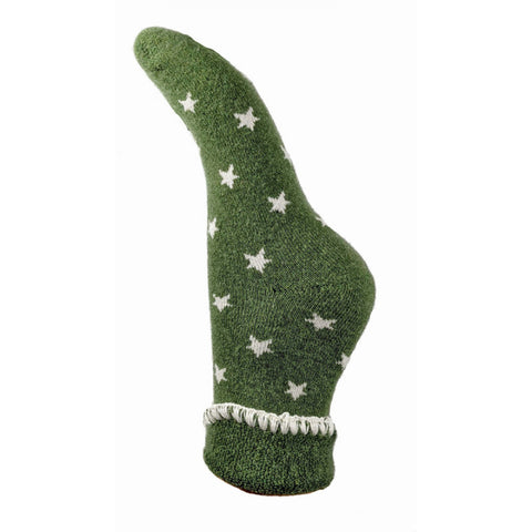 Joya Green & Cream Star Cuff Socks 4-7