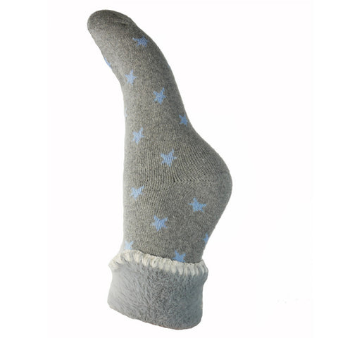 Joya Grey & Blue Star Cuff Socks 4-7