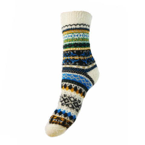 Joya Blue & Green Patterned Socks 4-7