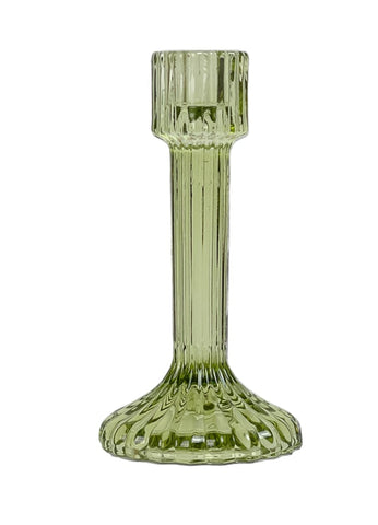 Tall Glass Dinner Candle Holder - Dark Citron