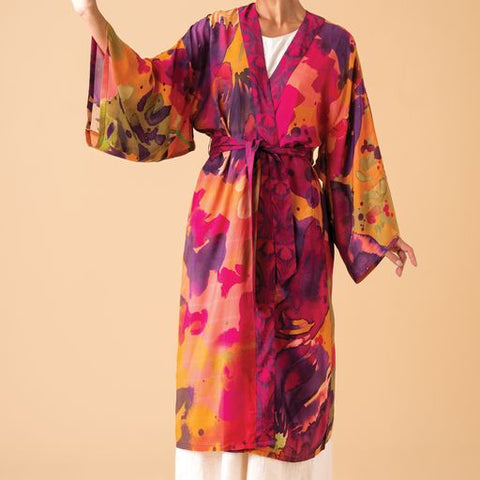 Powder Oversized Blooms Kimono Gown