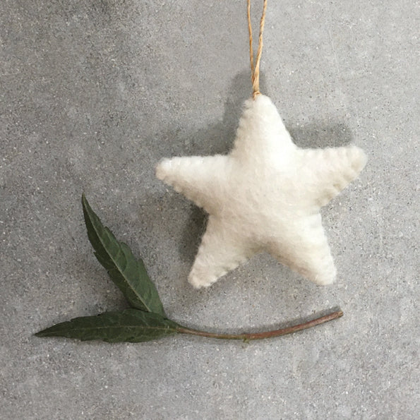 White Felted Hanging Star