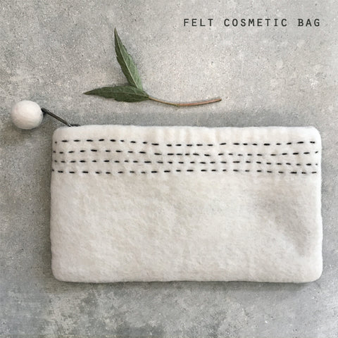 Felted & Stitched White Pouch