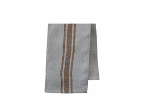 Linen Tea Towel - Natural w Rust Grain Sack Stripe