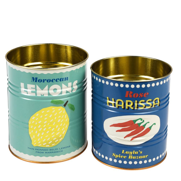 Set of 2 Storage Tins - Lemon & Harissa