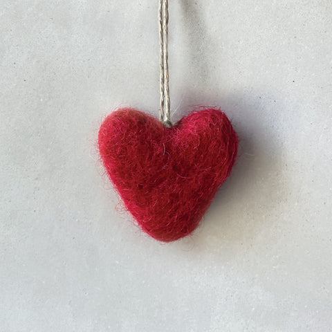 Small Red Felt Hanging Heart