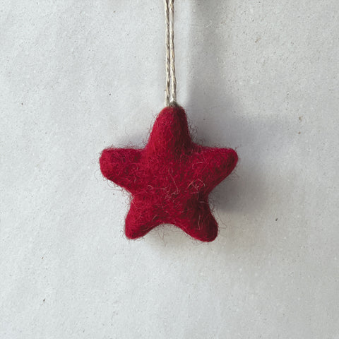 Tiny Red Felt Hanging Star