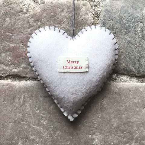 Merry Christmas Embroidered Cream Heart