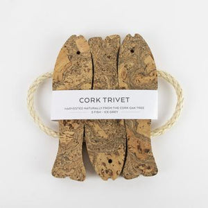 Natural Cork Three Fish Marbled Trivet