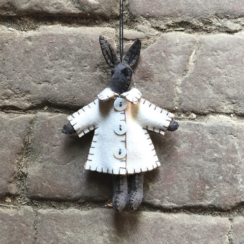 Felt Hanging Grey Rabbit in Jacket