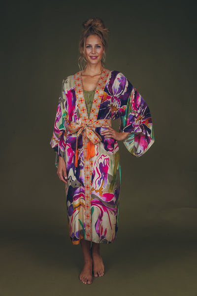 Powder Sage Iris Kimono Gown