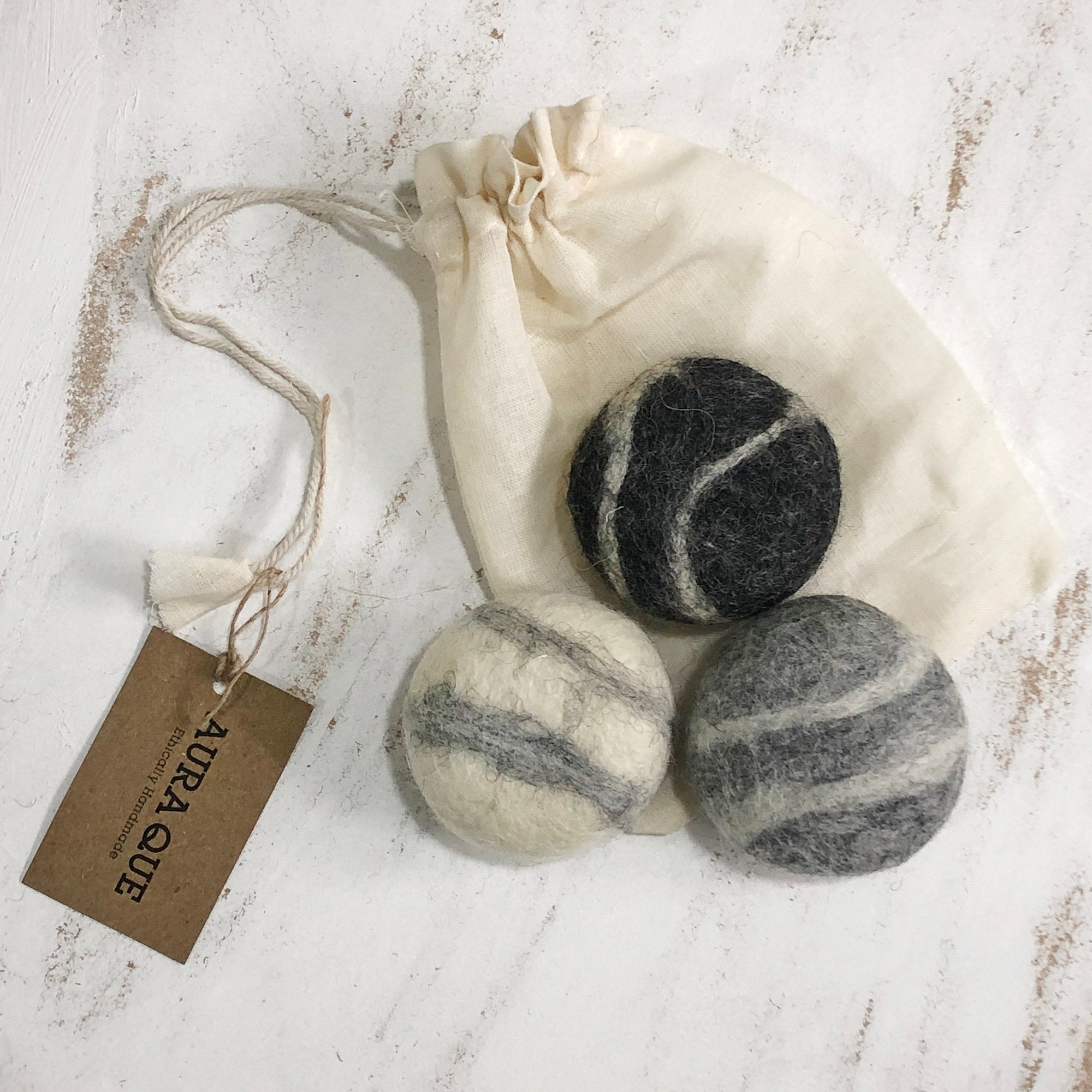 Eco Wool Felted Soap Marble Pebble Set Three