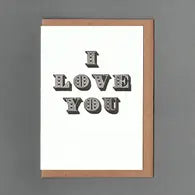 Letterpress Card - I Love You