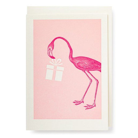 Letterpress Mini Card - Flamingo