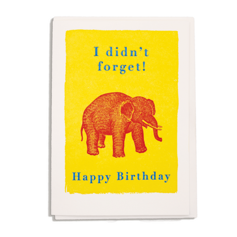 Letterpress Card - Forgetful Elephant
