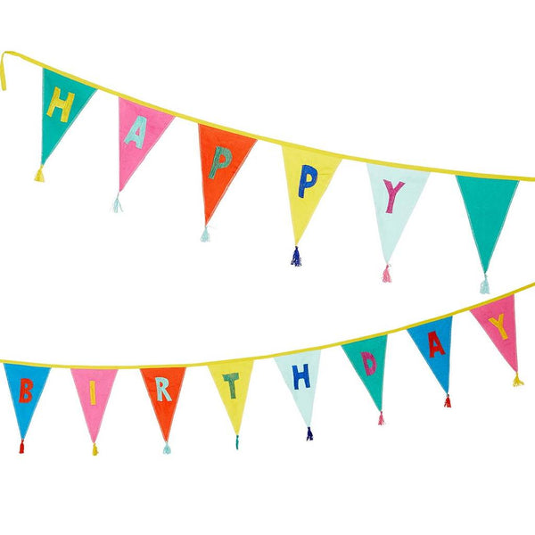 Rainbow Happy Birthday Fabric Bunting - 3m