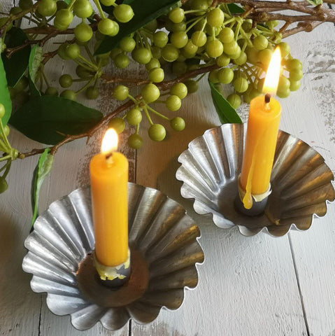 Zinc Fluted Taper Candle  Holder