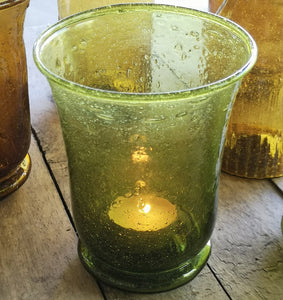 Moss Recycled Glass Hurricane Candle Holder