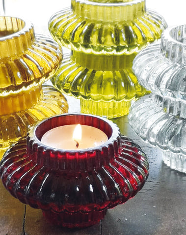 Ruby Glass Candle Holder