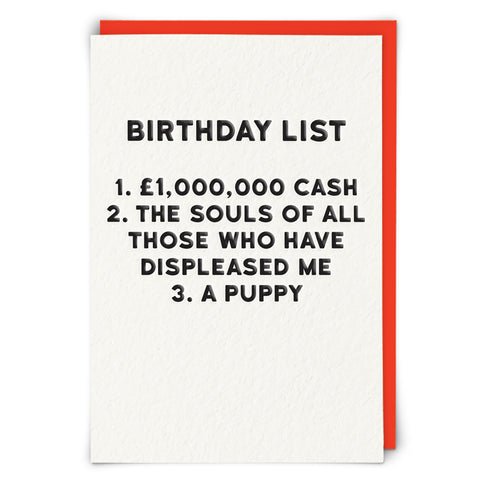 Funny Card -  Birthday List