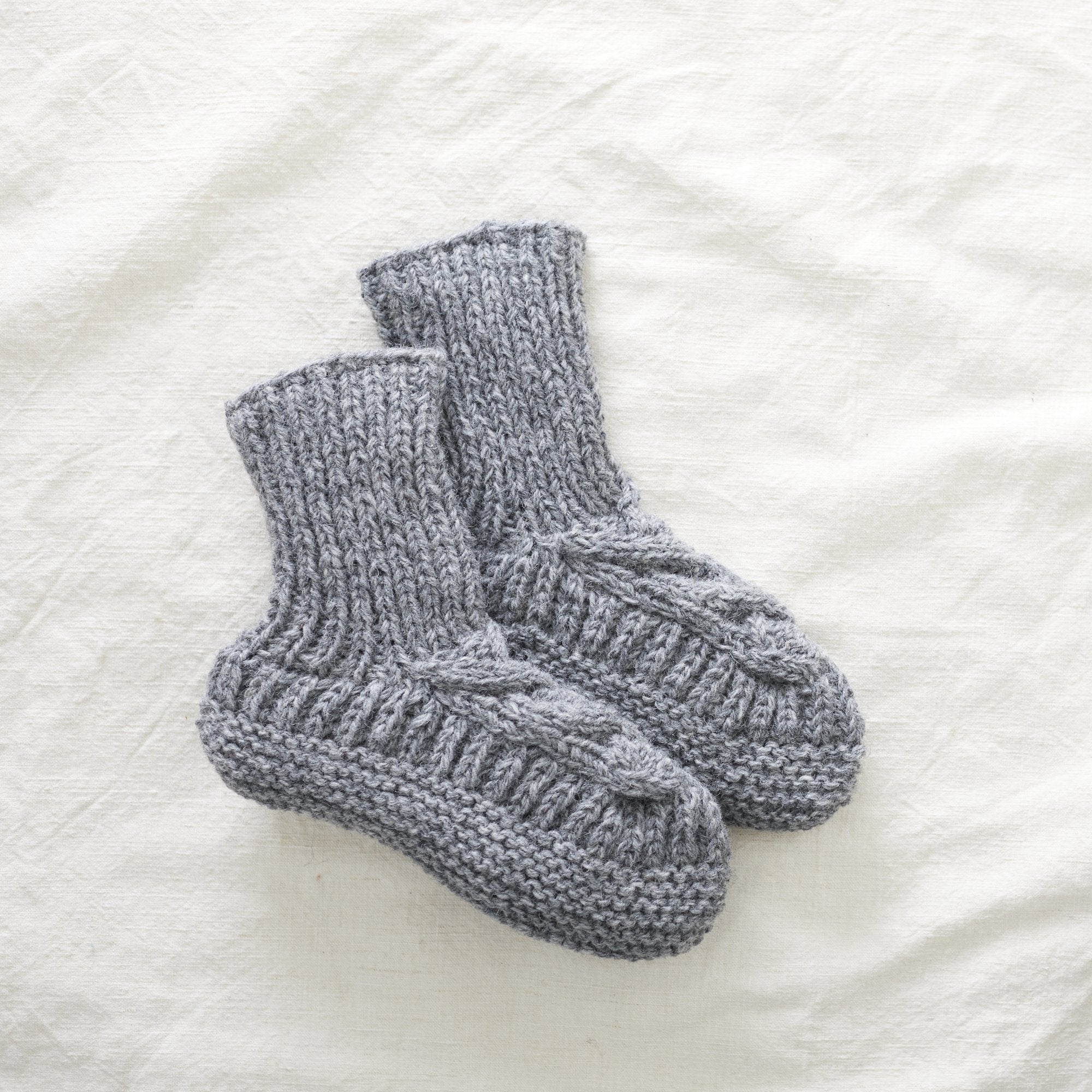 Light Grey Cable Knit Wool Cotton Lined Slipper Socks Sass Spirit