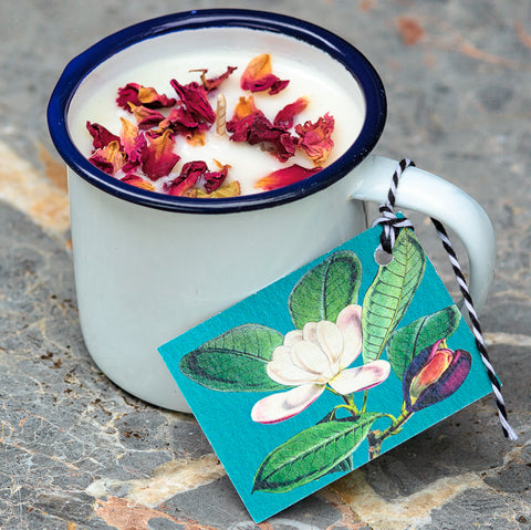 Willow House Enamel Cup Wild Rose & Geranium Scented Candle