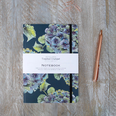 Toasted Crumpet Hydrangea A5 Lined  Notebook