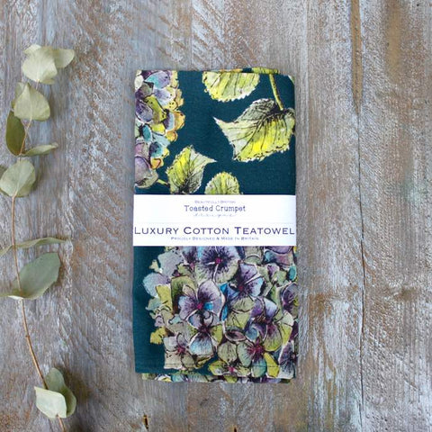 Toasted Crumpet Hydrangea Noir Tea Towel