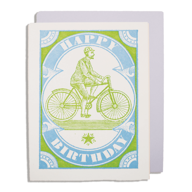 Letterpress Card - Happy Birthday Cyclist
